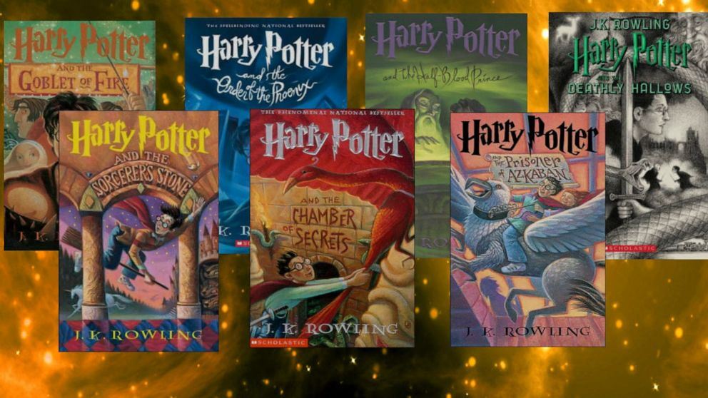  covers of the books in the Harry Potter series.